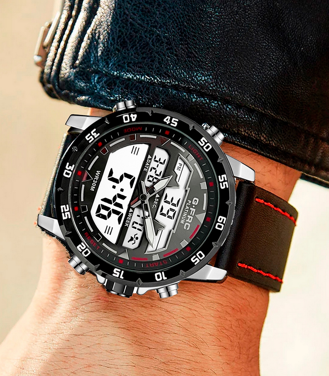 Reloj G-force Original Al161c Digital Cuero Hombre + Estuche